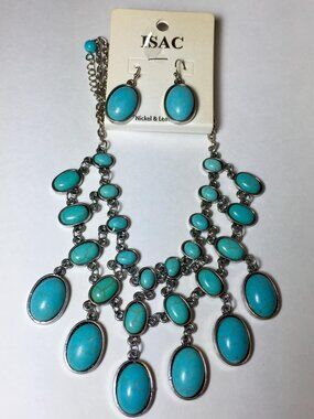 Natural Turquoise Necklace & Earrings Set Isac Trading Co.